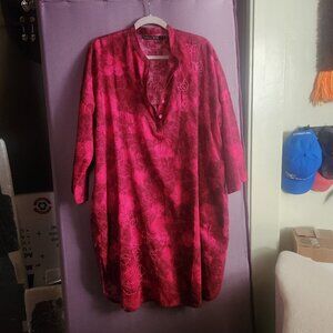 Gudrun Sjoden Tunic  Deep Fuschia Pink EUC